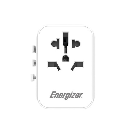 Energizer Ultimate - EU / US / AU / UK Reiseadapter + 2x USB-A & USB-C MFi zertifiziert (Weiß)