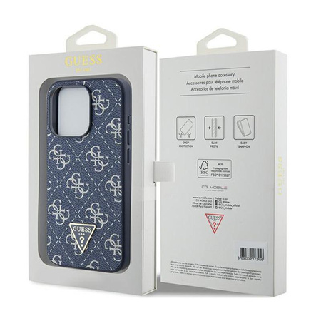 Guess 4G Triangle Metal Logo - pouzdro pro iPhone 15 Pro (modré)