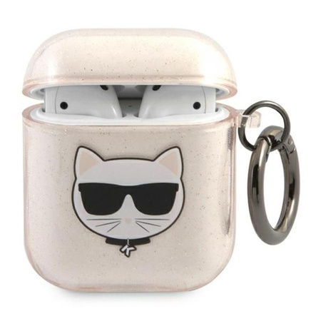 Karl Lagerfeld Choupette Head Glitter - pouzdro na Airpods (zlaté)