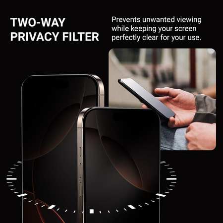 Crong Privacy 3D páncélüveg - Edzett betekintést gátló üveg iPhone 17 Pro Max / iPhone 16 Pro Max készülékhez