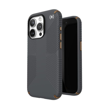 Speck Presidio2 Grip - iPhone 15 Pro Case (Charcoal Grey / Cool Bronze / White)