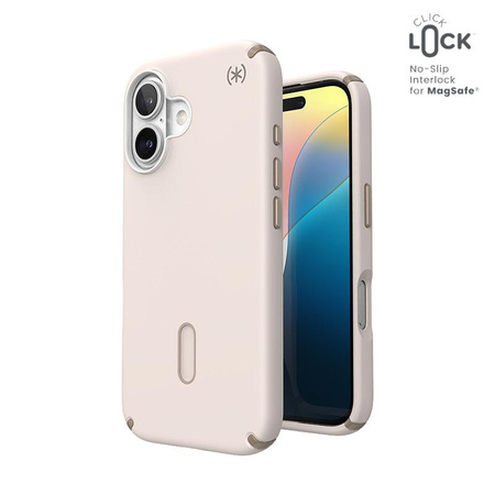 Speck Presidio2 Pro ClickLock & MagSafe - Coque iPhone 16 (Bleached Bone / Heirloom Gold / Hazel Brown)