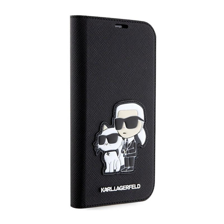 Karl Lagerfeld Booktype NFT Saffiano Karl & Choupette - iPhone 14 Pro Max Tasche (Schwarz)