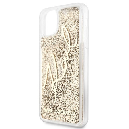 Karl Lagerfeld Signature Glitter Case - Coque pour iPhone 11 Pro Max (Or)