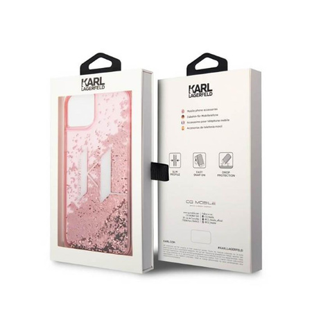Karl Lagerfeld Liquid Glitter Big Logo Case - Coque pour iPhone 14 Plus (rose)