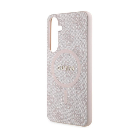 Guess 4G Collection bőr fém logós MagSafe - Samsung Galaxy S24+ tok (rózsaszín)