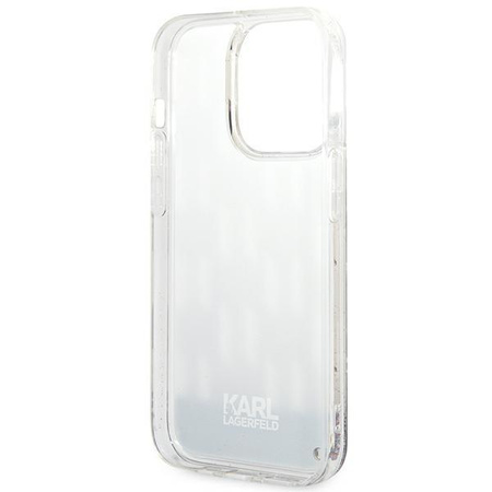 Karl Lagerfeld Monogram Liquid Glitter - Hülle für iPhone 14 Pro (Silber)