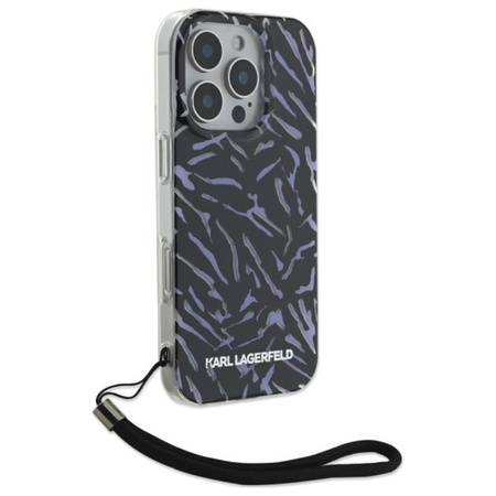 Karl Lagerfeld Zebra mit Kordel - iPhone 16 Pro Tasche (lila)