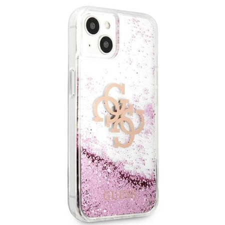 Guess Liquid Glitter 4G Big Logo - Coque pour iPhone 13 mini (rose)