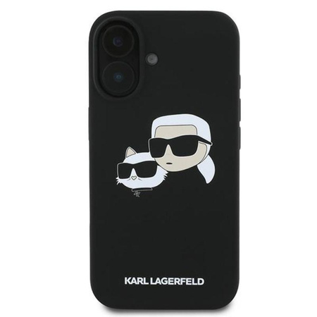 Karl Lagerfeld Silikon Doppelköpfe drucken MagSafe - iPhone 16 Plus Hülle (schwarz)