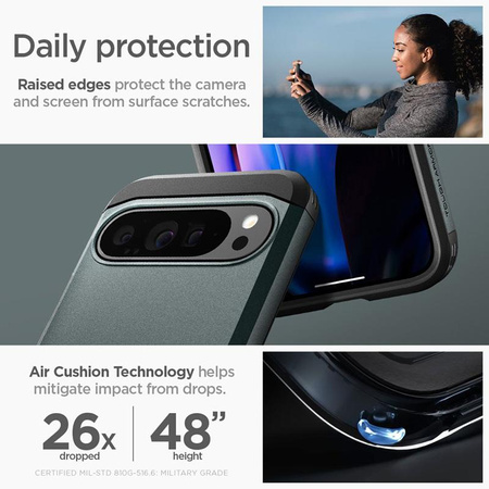 Spigen Tough Armor - Étui pour Google Pixel 9 Pro XL (Abyss Green)