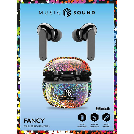 Cellularline Music Sound Fancy - V5.3 TWS kabelloser Bluetooth-Kopfhörer mit Ladetasche (mehrfarbig)