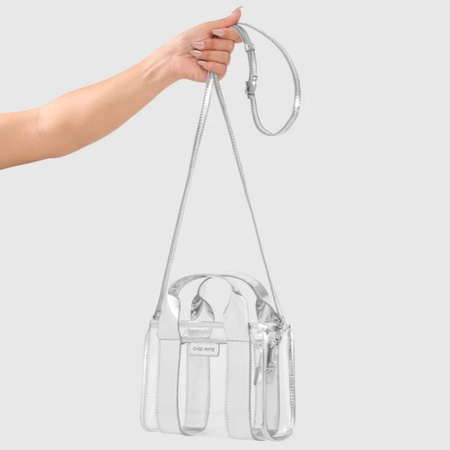 Case-Mate Micro Tote Bag – Wasserdichte Umhängetasche (Silver Chrome/Clear)