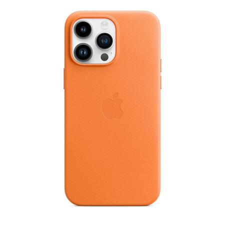 Apple Leather Case - Étui en cuir avec MagSafe pour iPhone 14 Pro Max (Orange)