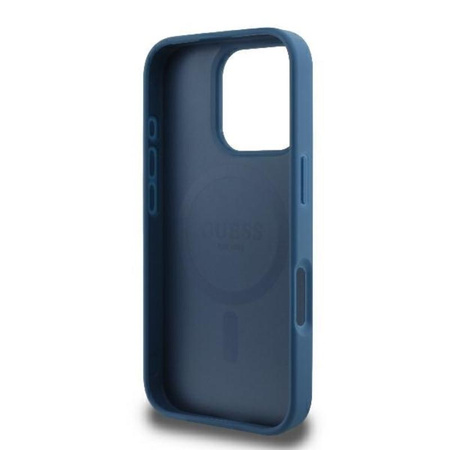Guess 4G Étui MagSafe à rayures imprimées - iPhone 16 Pro (bleu)