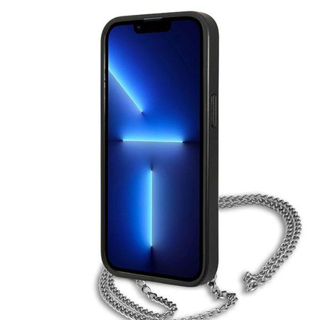 Karl Lagerfeld Étui en cuir texturé et chaîne - iPhone 13 Pro Case (noir)