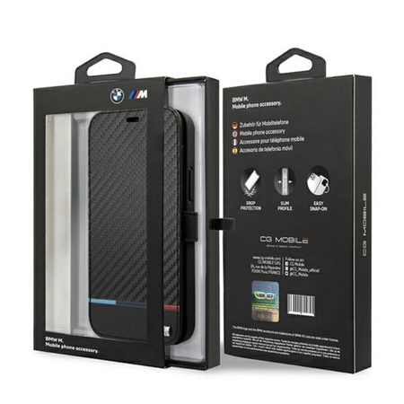 BMW Booktype M Carbon Stripe - Coque pour iPhone 13 (noir)