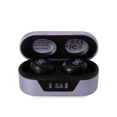 Guess True Wireless fülhallgató BT5.0 5H - TWS fülhallgató + töltőtáska (lila)
