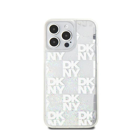 DKNY Liquid Glitter Multilogo - Schutzhülle für iPhone 15 Pro Max (weiß)