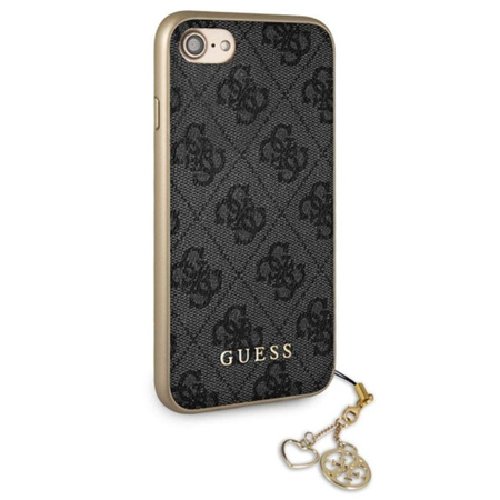 Guess 4G Charms Collection - pouzdro s přívěskem pro iPhone SE 2022/ SE 2020 / 8 / 7 (šedé)