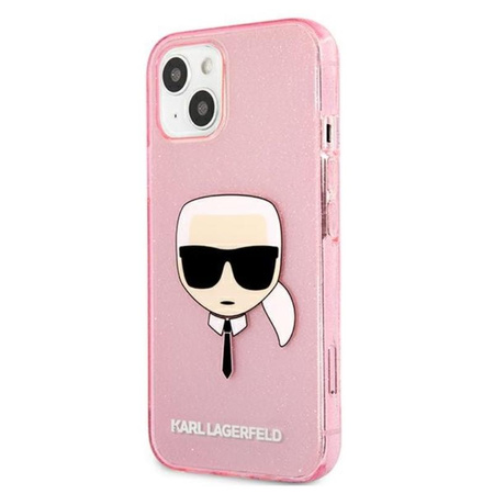 Karl Lagerfeld Karl’s Head Glitter - Etui iPhone 13 Mini (różowy)