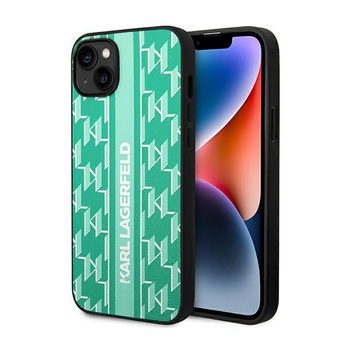 Karl Lagerfeld Monogram Stripe - Case for iPhone 14 Plus (Green)