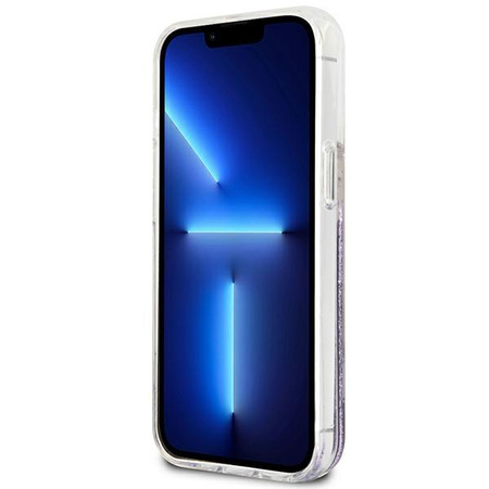 Guess Liquid Glitter Flower - pouzdro pro iPhone 13 Pro Max (fialové)