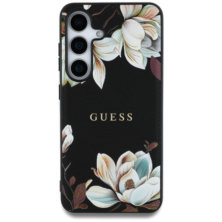 Guess Grained Printed Flower Pattern MagSafe - Case for Samsung Galaxy S25 (black)