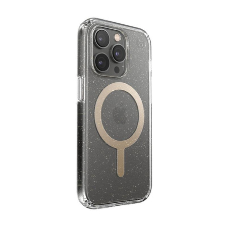 Speck Presidio Perfect-Clear with Glitter + MagSafe - iPhone 14 Pro Case with MICROBAN Coating (Clear / Gold Glitter)