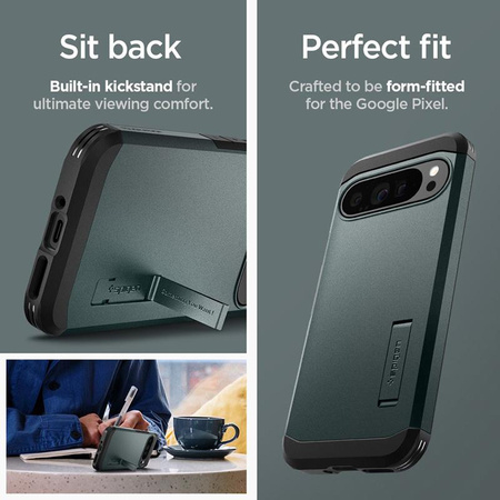 Spigen Tough Armor - tok a Google Pixel 9 Pro XL készülékhez (Abyss Green)