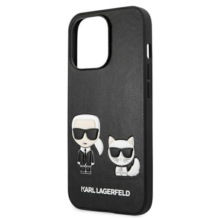 Karl Lagerfeld PU-Leder mit Karl & Choupette Prägung - iPhone 13 Pro Tasche (schwarz)