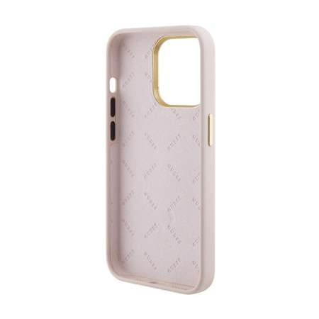 Pouzdro Guess Silicone Logo Strass 4G - iPhone 15 Pro (růžové)