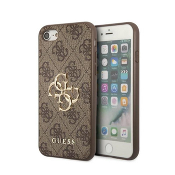 Guess 4G Big Metal Logo - pouzdro pro iPhone SE (2022/2020) / 8 / 7 (hnědé)