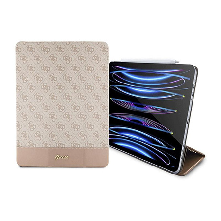 Guess 4G Stripe Allover - Étui pour iPad Pro 12.9" (2022-2020) (Rose)