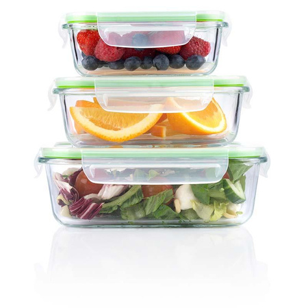 Alpina - Set aus drei Glasbehältern für Lebensmittel, Lunchbox