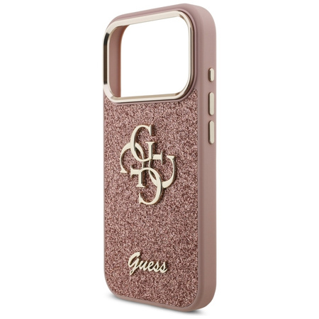 ETUI DO IPHONE 17 PRO GUESS ORYGINALNE RÓŻOWE BROKATOWE ELEGANCKIE CASE