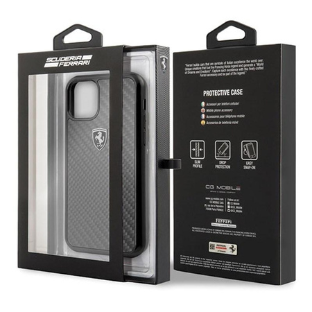 Ferrari Real Carbon Heritage - Etui iPhone 11 Pro (czarny)
