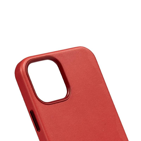 Crong Essential Cover - pouzdro z eko kůže pro iPhone 12 / iPhone 12 Pro (červené)