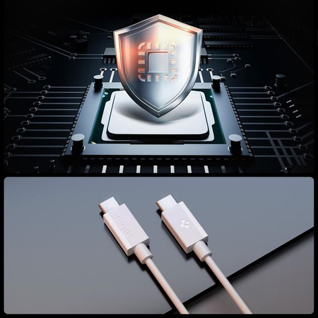BIAŁY KABEL SPIGEN USB C 2M SZYBKIE ŁADOWANIE, Odporny, Wytrzymały, PD 60W