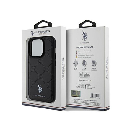 US Polo Assn Yoke Pattern - Coque pour iPhone 15 Pro (noir)