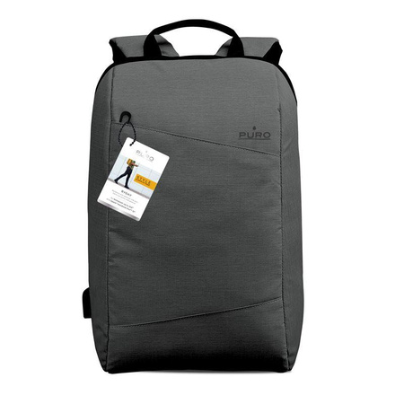 PURO Byday - Rucksack mit externem USB-Anschluss für MacBook Pro 15" / Notebook 15.6" (grau)