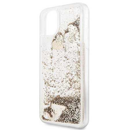 Guess Liquid Glitter Hearts - Etui iPhone 11 Pro Max (złoty)