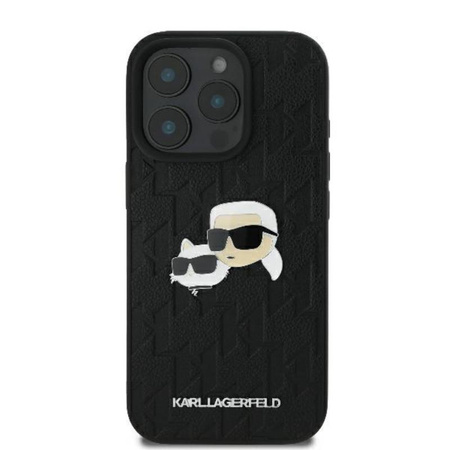 Karl Lagerfeld Monogram Karl & Chaoupette Head Pin - pouzdro pro iPhone 16 Pro Max (černé)