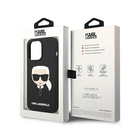 Karl Lagerfeld Silicone Iconic Karl`s Head - Coque iPhone 14 Pro Max (noir)