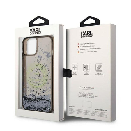 Karl Lagerfeld Liquid Glitter Round RSG Logo Case - iPhone 14 Plus Case (black)