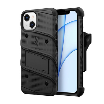 ZIZO BOLT Series - Coque blindée pour iPhone 13 avec écran en verre 9H + étui avec support (noir)