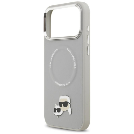 Karl Lagerfeld Karl & Choupette Pins MagSafe - Hülle für iPhone 17 Pro Max (grau)
