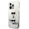 Karl Lagerfeld Liquid Glitter Karl & Choupette Head - Coque iPhone 13 Pro Max (argent)