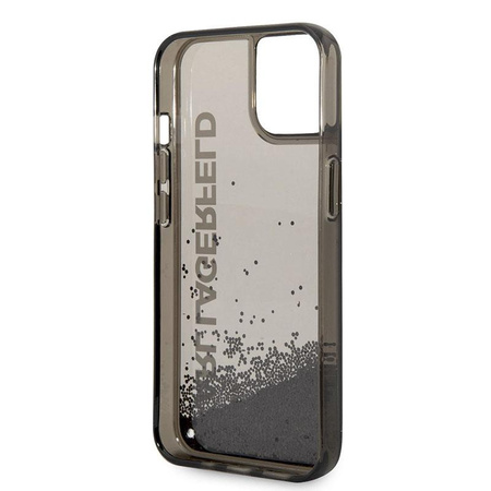 Karl Lagerfeld Liquid Glitter Translucent Elongated Logo Case - Hülle für iPhone 14 Plus (Schwarz)