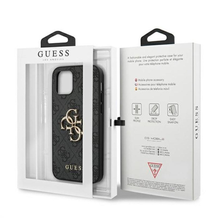 Guess 4G Big Metal Logo - pouzdro pro iPhone 12 / iPhone 12 Pro (šedé)